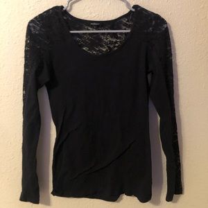 Cute Black Lace Long Sleeve Shirt